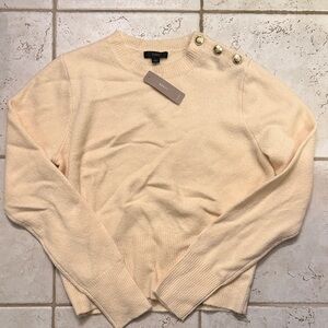 Jcrew Cream Sweater with Gold Button Details Size large NWT